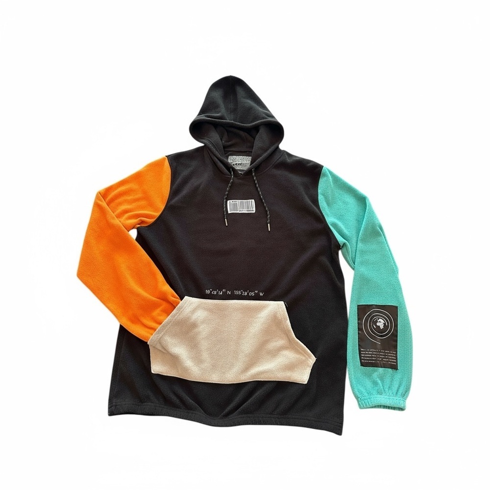 Brooklyn Cloth Black, Orange, Teal, and Cream Hoodie‎ men’s L